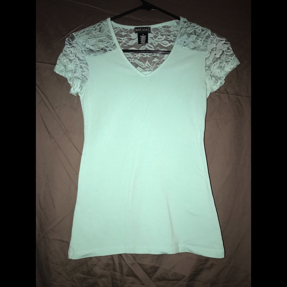 Mint green lace top
